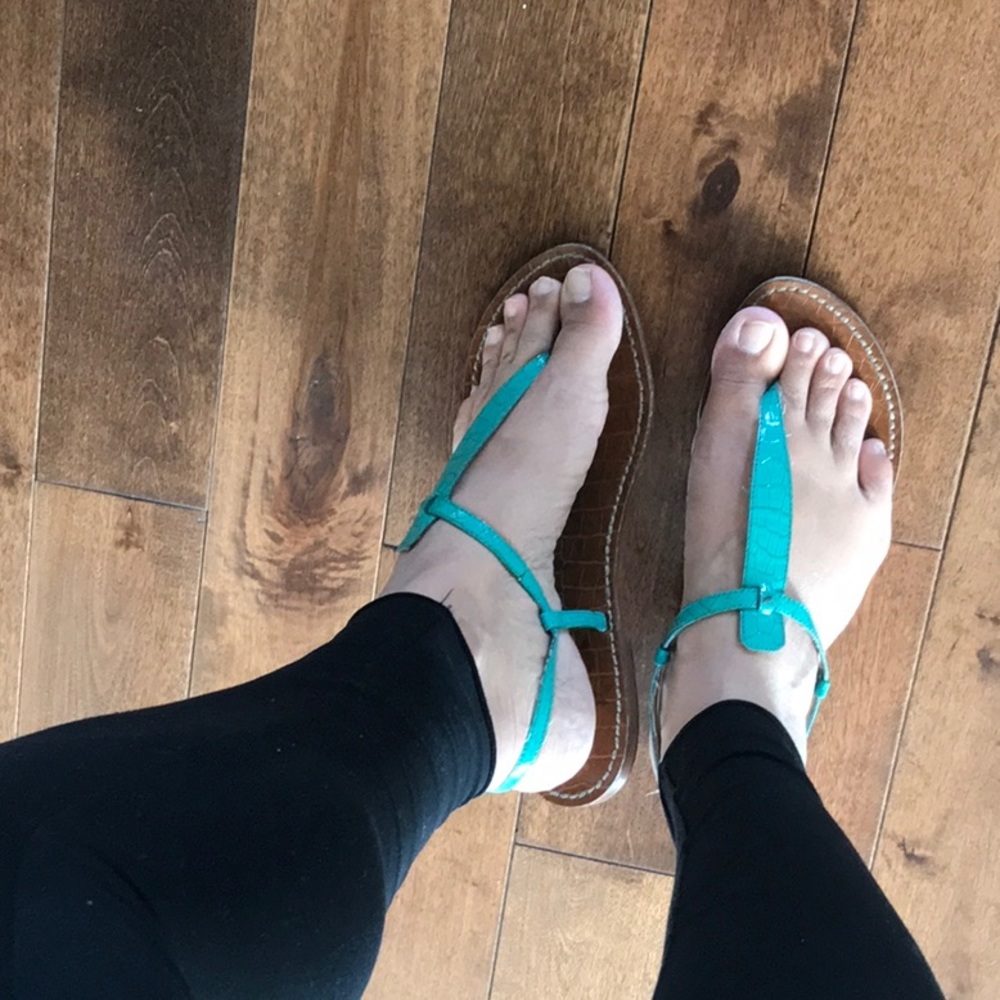Sam Edelman Leather Sandals-Turquoise-Size 9